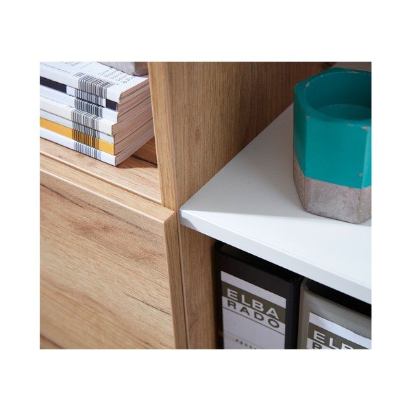 Biały regał w dekorze dębu 85x120 cm Lioni – Germania-image-4