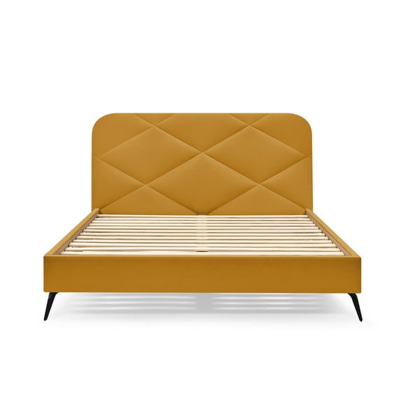 Tapicerowane łóżko dwuosobowe ze stelażem 160x200 cm Prune – Bobochic Paris-image-3