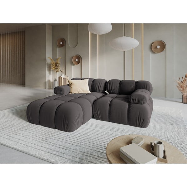 Ciemnoszara aksamitna sofa 191 cm Bellis – Micadoni Home-image-1