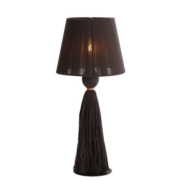 Ciemnobrązowa lampa stołowa z tekstylnym kloszem (wysokość 58 cm) Espino – Light & Living-image-2