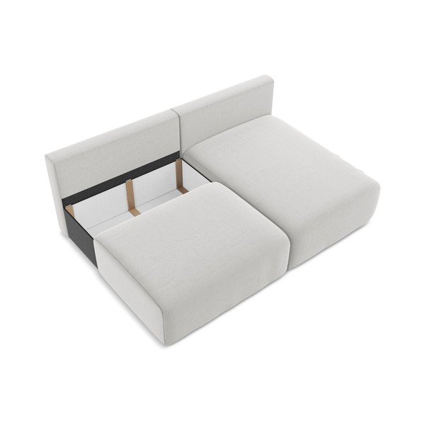 Jasnoszary aksamitny rozkładany/ze schowkiem narożnik (prawostronny/z szezlongiem) Kalena – Makamii-image-4