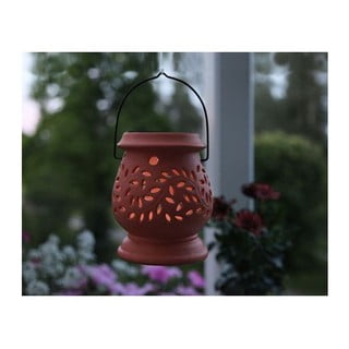 Czerwony ceramiczny lampion ogrodowy LED Star Trading Clay, wys. 14 cm