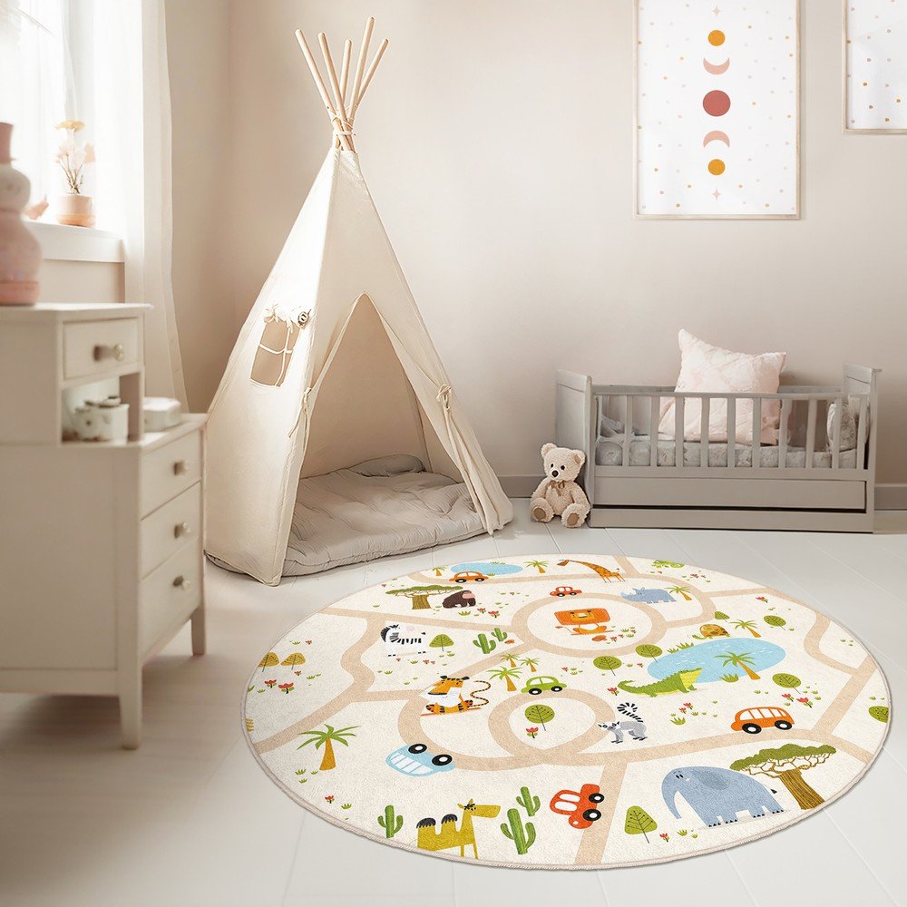 Dziecięcy dywan do zabawy odpowiedni do prania ø100 cm Savana Ride – Mila Home (zdjęcie 3)