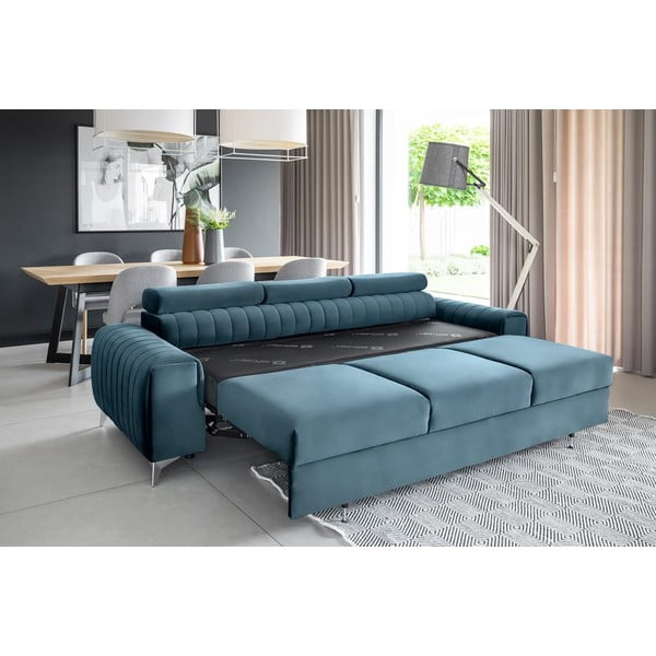 Niebieska aksamitna rozkładana sofa 261 cm Laurence – ELTAP-image-4