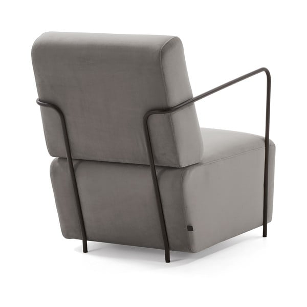 Szary fotel z obiciem podobnym do aksamitu Kave Home Gamer-image-3