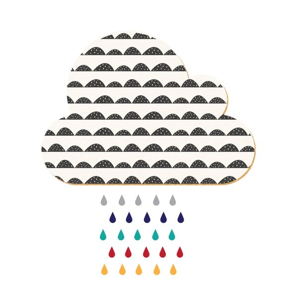 Dekoracyjna naklejka ścienna Dekornik White Cloud With Colorful Drops, 57x40 cm
