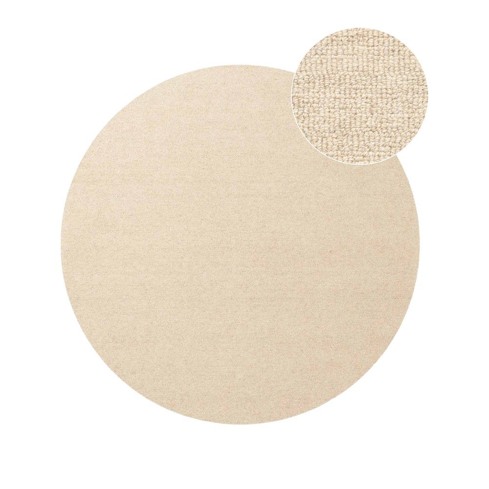 Beżowy wełniany okrągły dywan tkany ręcznie ø 200 cm Puristic Knots – Elle Decoration