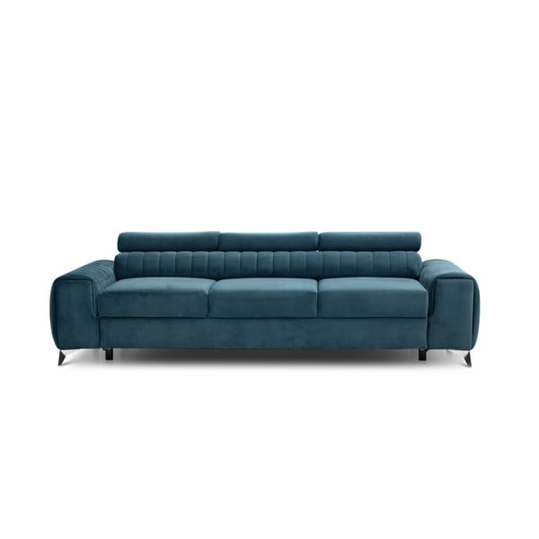 Niebieska aksamitna rozkładana sofa 261 cm Laurence – ELTAP
