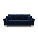 Niebieska aksamitna rozkładana sofa ze schowkiem 235 cm Kyoto – Cosmopolitan Design