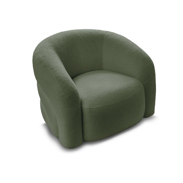 Zielony obrotowy fotel z materiału bouclé Elina – Bobochic Paris-image-3
