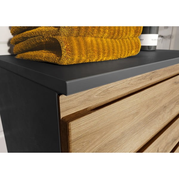 Ciemnoszara szafka łazienkowa w dekorze dębu 60x97 cm Salinas – Germania-image-3