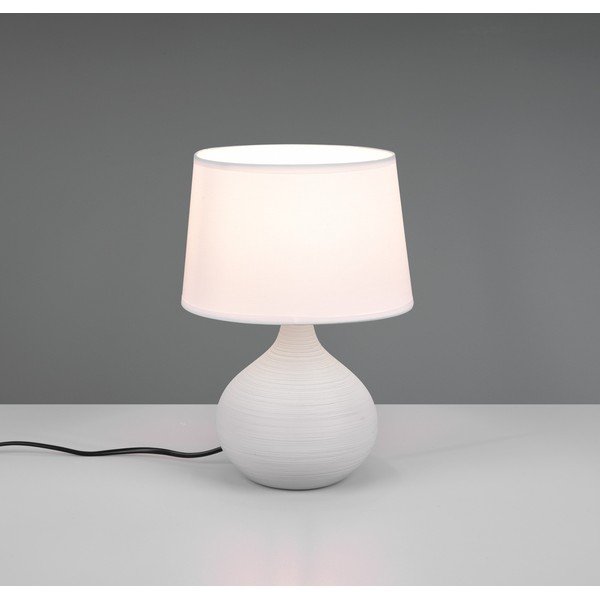 Biało-brązowa lampa stołowa z ceramiki i tkaniny Reality Martin, wys. 29 cm-image-2
