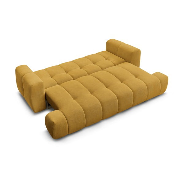 Musztardowa rozkładana/ze schowkiem sofa 251 cm Fuji – Bobochic Paris-image-4