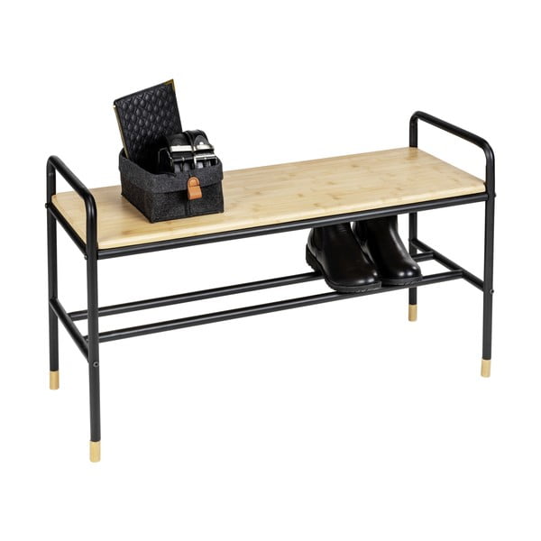 Czarno-naturalny metalowy regał na buty z siedziskiem Loft – Wenko-image-4