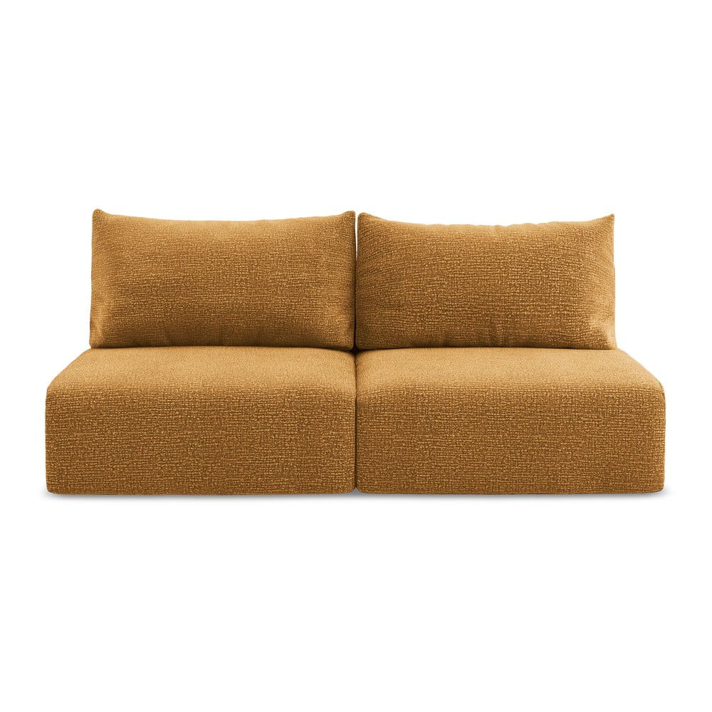 Pomarańczowa rozkładana/ze schowkiem sofa 216 cm Kalena – Makamii