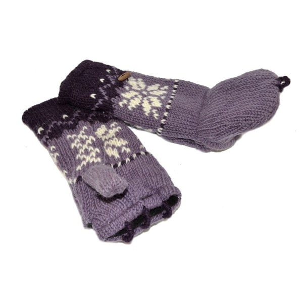 Rękawiczki z klapką Violet Snowflake