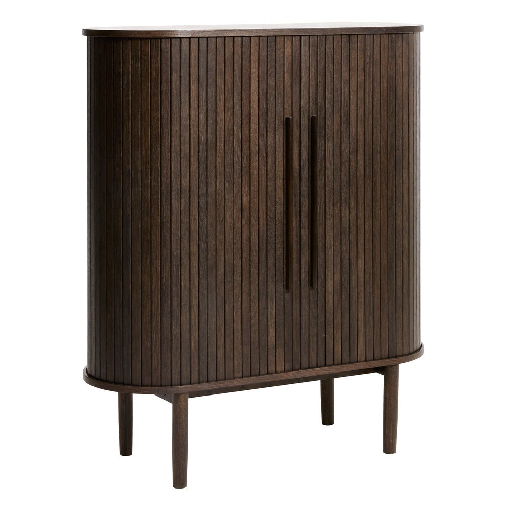 Szafka w dekorze dębu z drzwiami przesuwnymi w ciemnym naturalnym kolorze 100x118x40 cm Meta – Unique Furniture