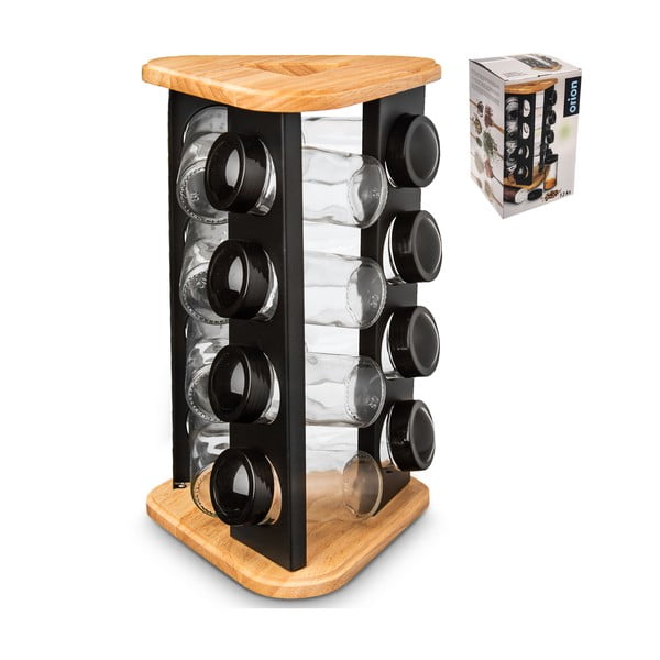 Zestaw pojemników na przyprawy 12 szt. ze stojakiem Black – Orion-image-1