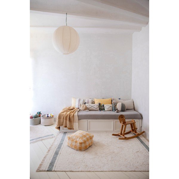 Niebiesko-kremowy bawełniany dywan tkany ręcznie odpowiedni do prania 140x200 cm Gastro Vintage Blue – Lorena Canals-image-3