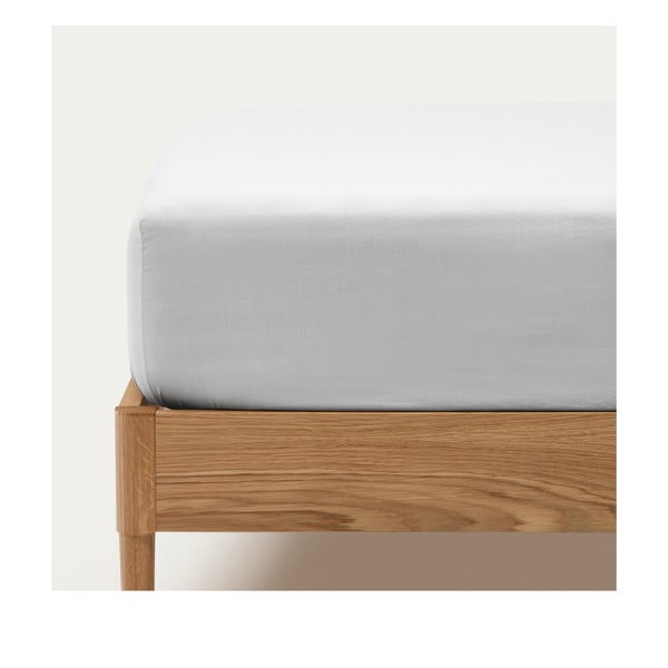 Białe prześcieradło z perkalu bawełnianego z gumką 90x200 cm Teia – Kave Home
