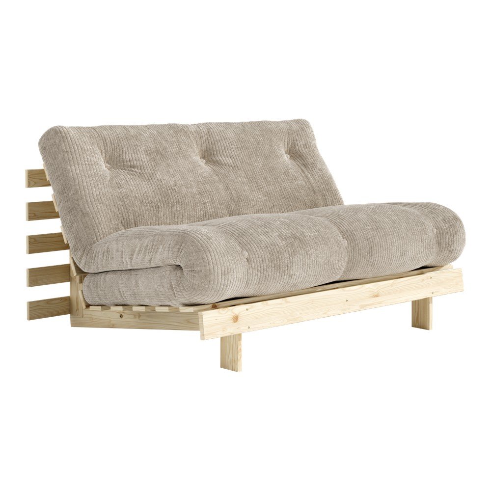 Kremowa sztruksowa rozkładana sofa 140 cm Roots – Karup