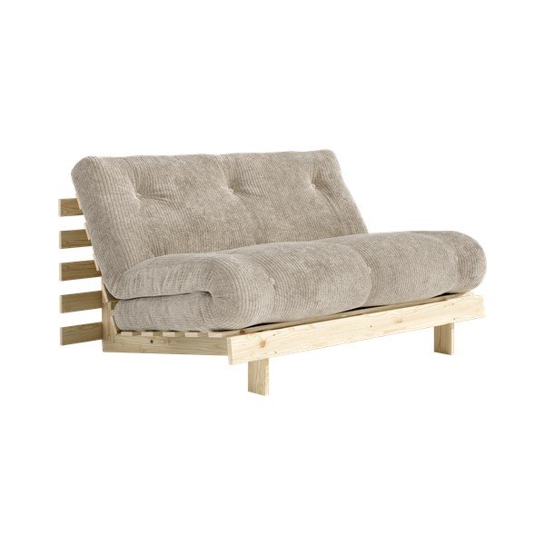 Kremowa sztruksowa rozkładana sofa 140 cm Roots – Karup