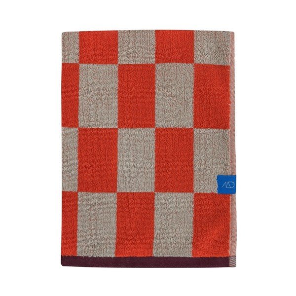 Pomarańczowo-beżowy ręcznik kąpielowy z bawełny organicznej frotte 70x133 cm Retro – Mette Ditmer Denmark