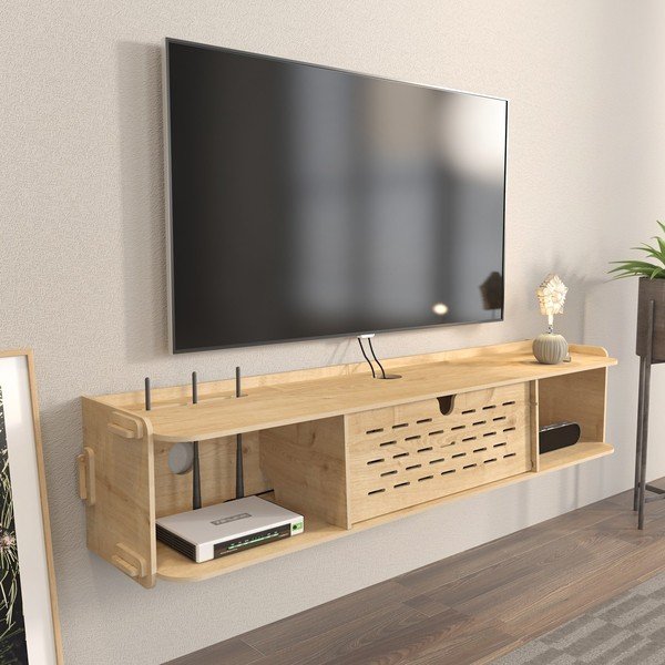 Szafka pod TV w dekorze dębu 116,5x19,5 cm Sima – Kalune Design-image-1