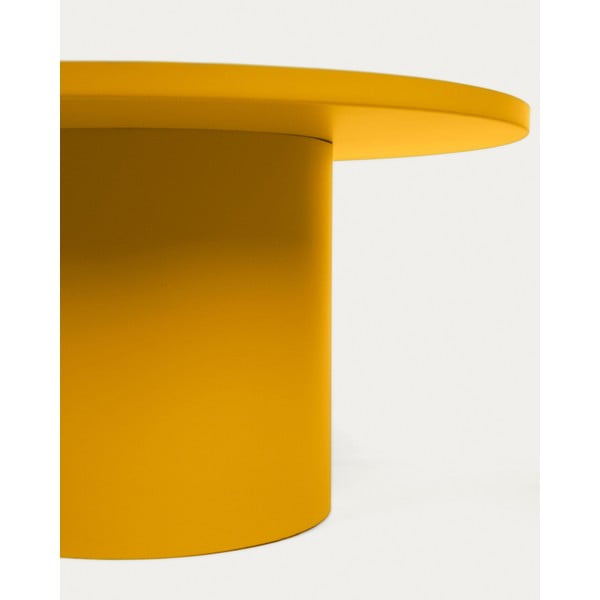 Musztardowy metalowy okrągły stolik ø 72 cm Fleksa – Kave Home-image-1