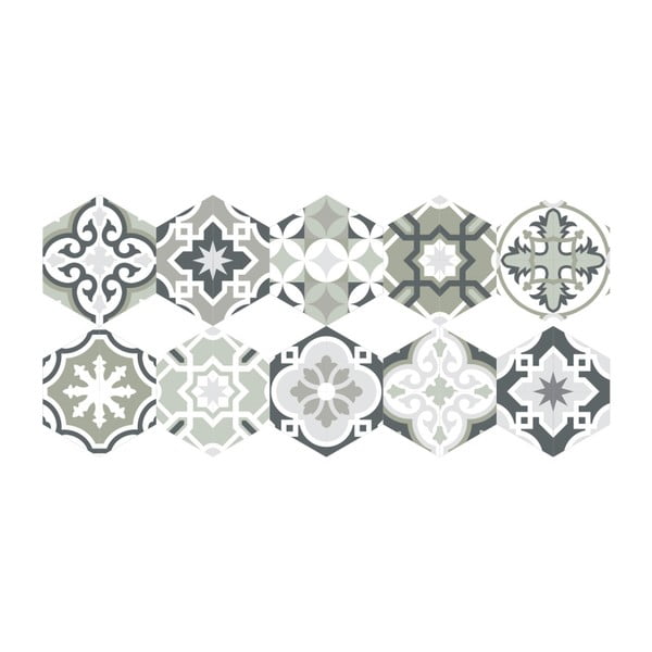 Zestaw 10 naklejek na podłogę Ambiance Floor Stickers Hexagons Lettie, 40x90 cm