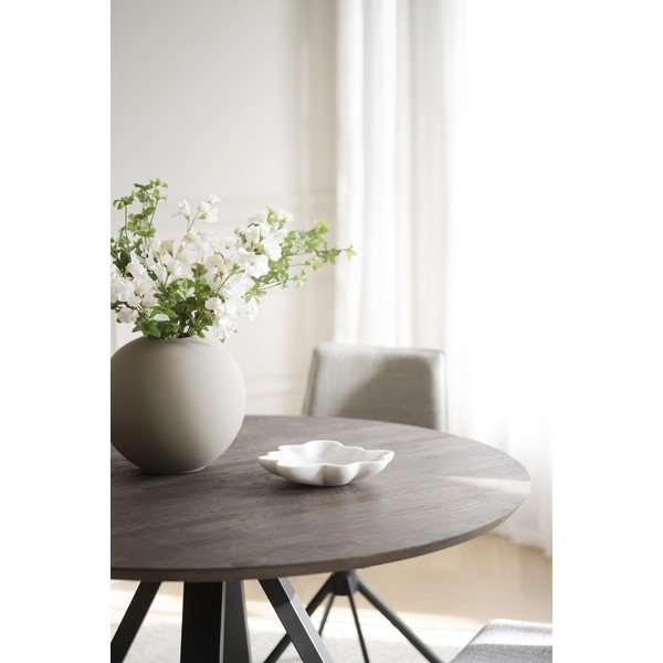 Ciemnobrązowy okrągły stół z blatem z drewna dębowego ø 130 cm Carradale – Rowico-image-4