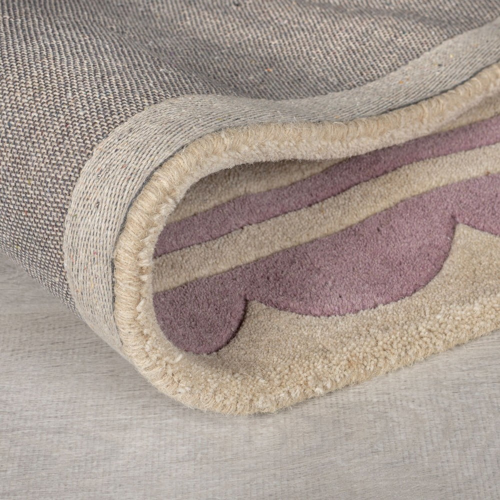 Fioletowo-naturalny wełniany dywan tkany ręcznie 120x170 cm Lois Scallop – Flair Rugs (zdjęcie 3)