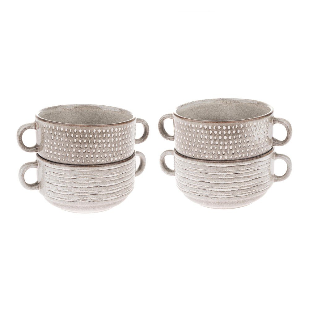 Jasnobrązowe ceramiczne miski zestaw 4 szt. na zupę 470 ml – Dakls