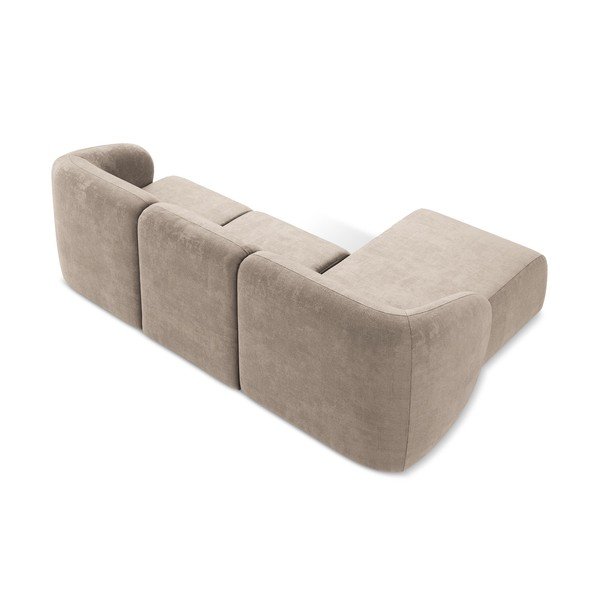 Jasnobrązowy narożnik z tkaniny szenilowej (lewostronny/z szezlongiem) Lani – Makamii-image-3