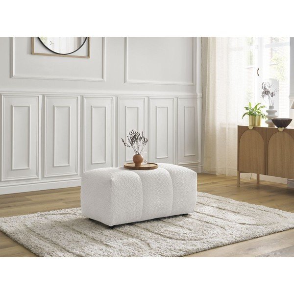 Biały podnóżek z materiału bouclé Roxelane – Bobochic Paris-image-4