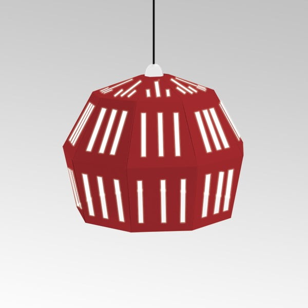 Kartonowa lampa Uno Fantasia C Red, z czarnym kablem