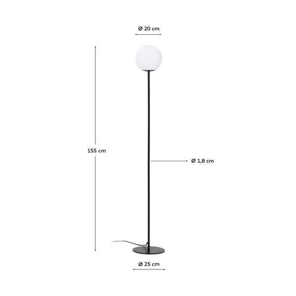 Biała/czarna lampa stojąca ze szklanym kloszem (wysokość 155 cm) Brisia – Kave Home-image-4