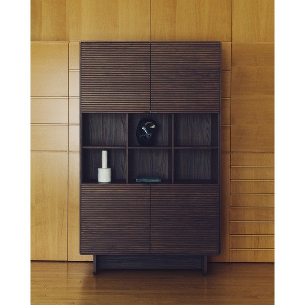Ciemnobrązowa szafka w dekorze orzecha 100x163x40 cm Norlen – Kave Home-image-3