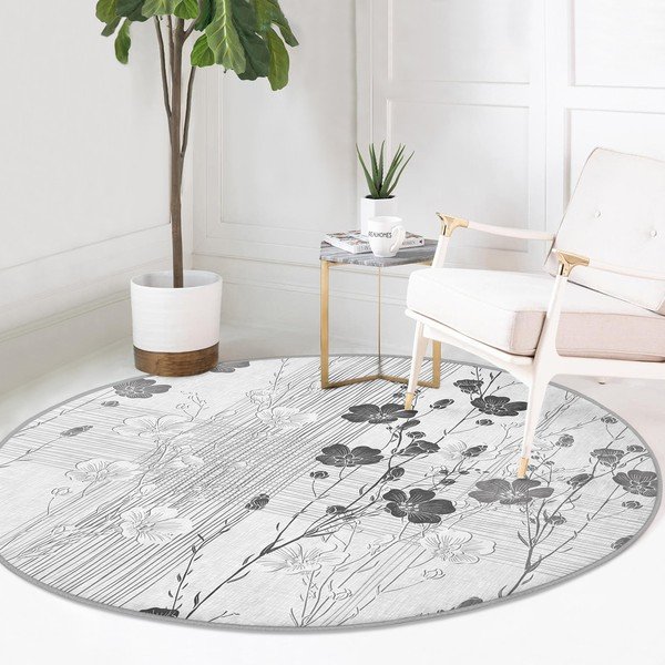 Szary okrągły dywan odpowiedni do prania i robotów sprzątających ø 80 cm Comfort – Mila Home-image-2