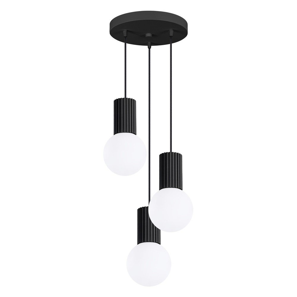 Czarna metalowa lampa wisząca ze szklanym kloszem ø 25 cm Orbital – Sollux
