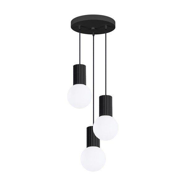 Czarna metalowa lampa wisząca ze szklanym kloszem ø 25 cm Orbital – Sollux