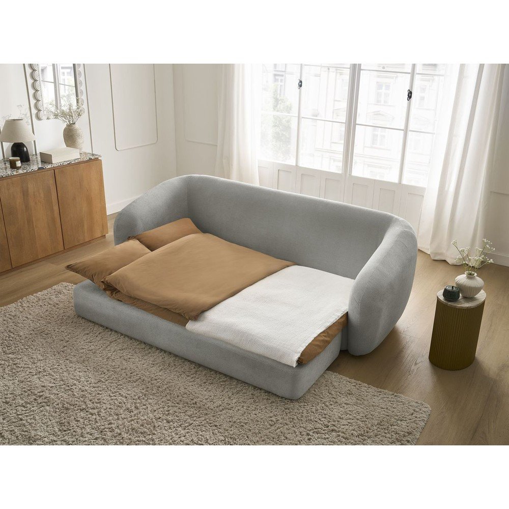 Jasnoszara rozkładana sofa z tkaniny szenilowej 228 cm Neyo – Bobochic Paris (zdjęcie 2)
