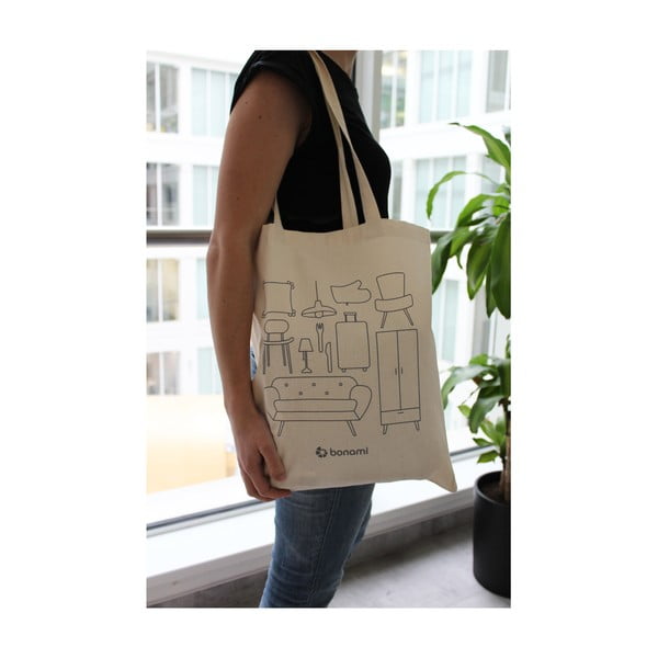 Kremowa płócienna torba Bonami-image-3