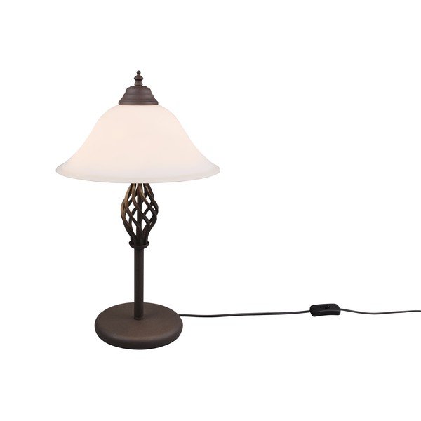 Ciemnobrązowa lampa stołowa ze szklanym kloszem (wysokość 50 cm) Rustica – Trio-image-3