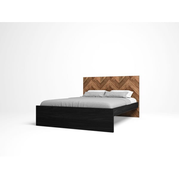 Czarno-naturalne łóżko dwuosobowe 160x200 cm Gio – Marckeric-image-3
