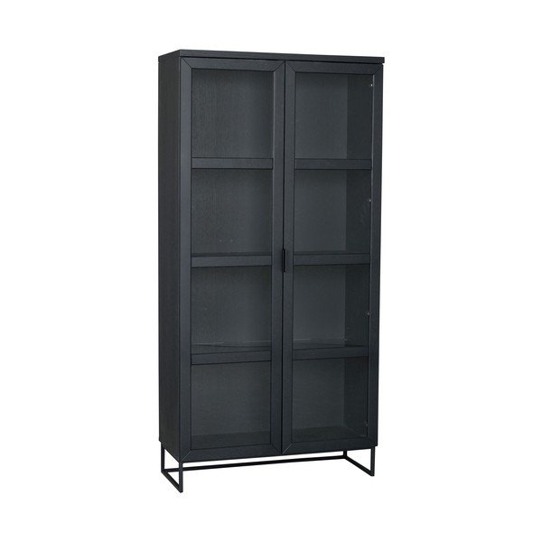 Czarna witryna z litego drewna dębowego 95x195 cm Everett – Rowico-image-2