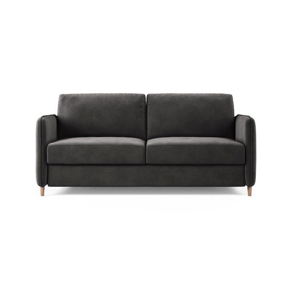 Ciemnoszara aksamitna sofa do spania 184 cm – Micadoni 
