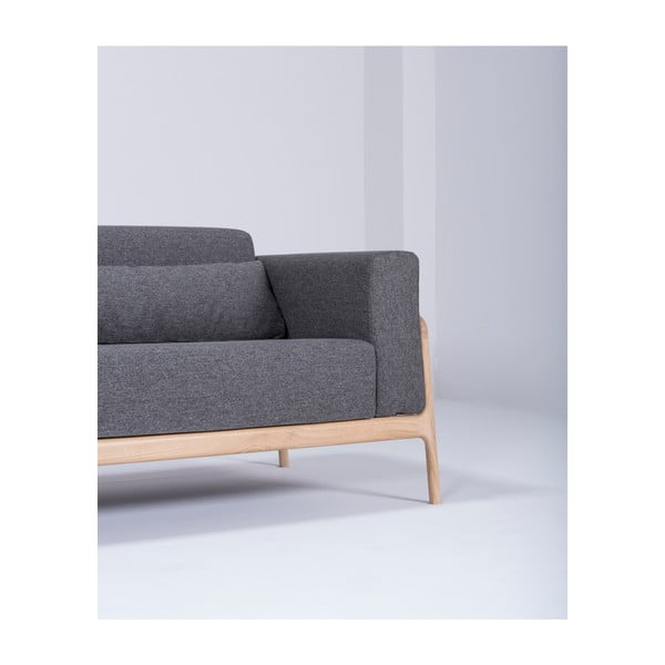 Ciemnoszara sofa z konstrukcją z litego drewna dębowego Gazzda Fawn, 210 cm-image-4