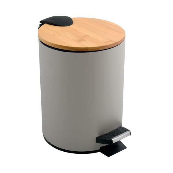 Szarobrązowy stalowy kosz na śmieci z pedałem 5 l   Adonis – Spirella