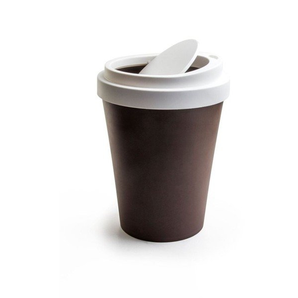 Brązowo-biały kosz na śmieci Qualy&CO Coffee Bin-image-2